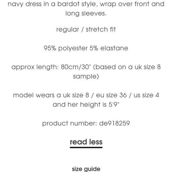 NWT Navy Bardot Dress US Size 6 UK Size 10 - Picture 5 of 6